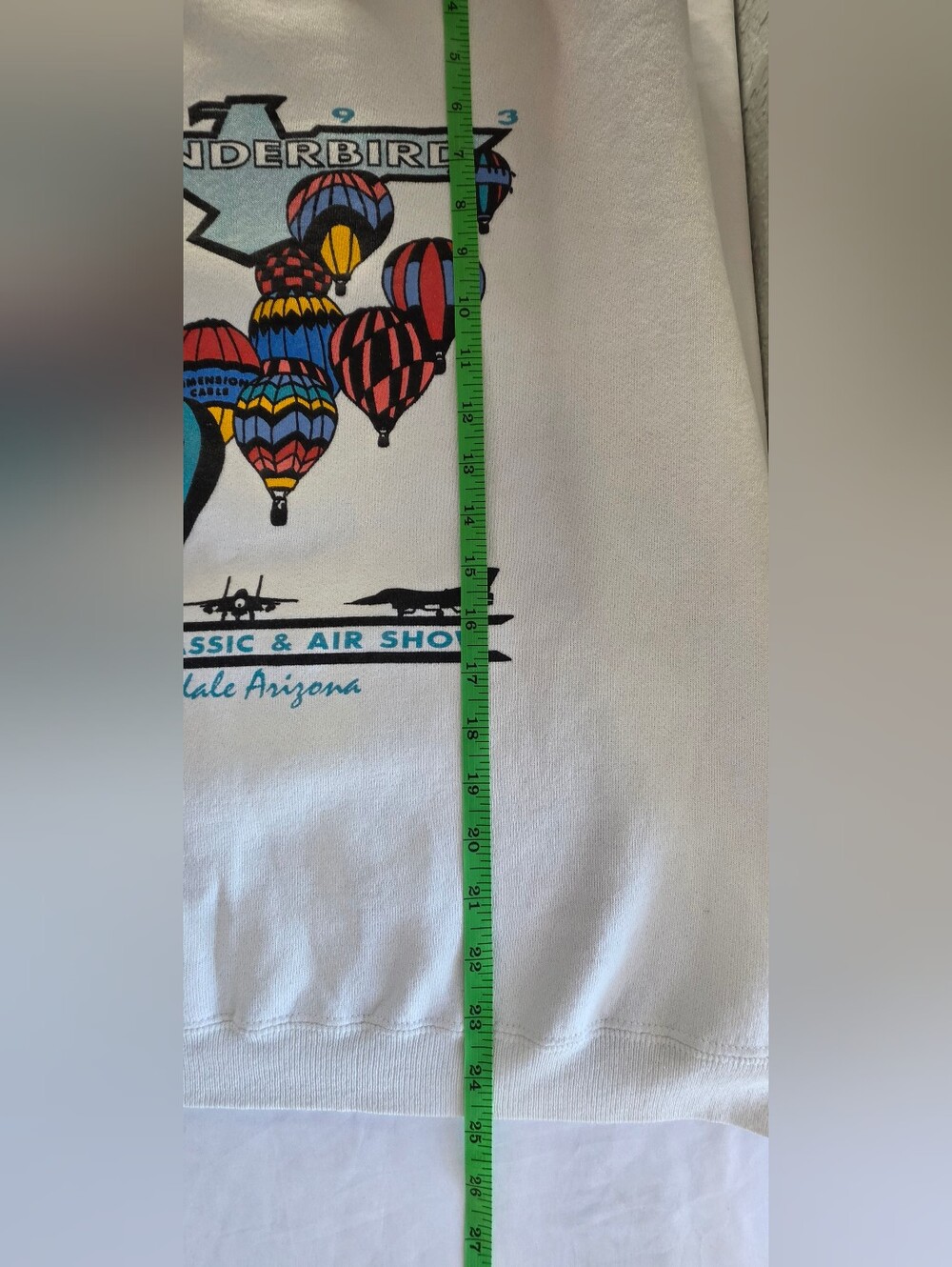 Vintage 1993 Thunderbird Balloon Classic Air Show Sweatshirt Mens M Hanes White - Picture 8 of 8